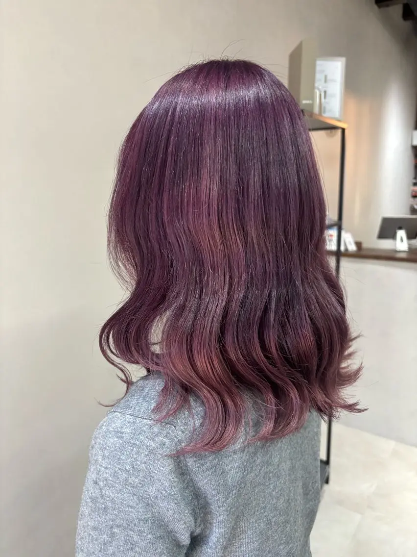 ミディアム カラー ブリーチ ラベンダーカラー ピンクカラー ピンクラベンダー ヘアカラー 🐼 こゆきのヘアスタイル
