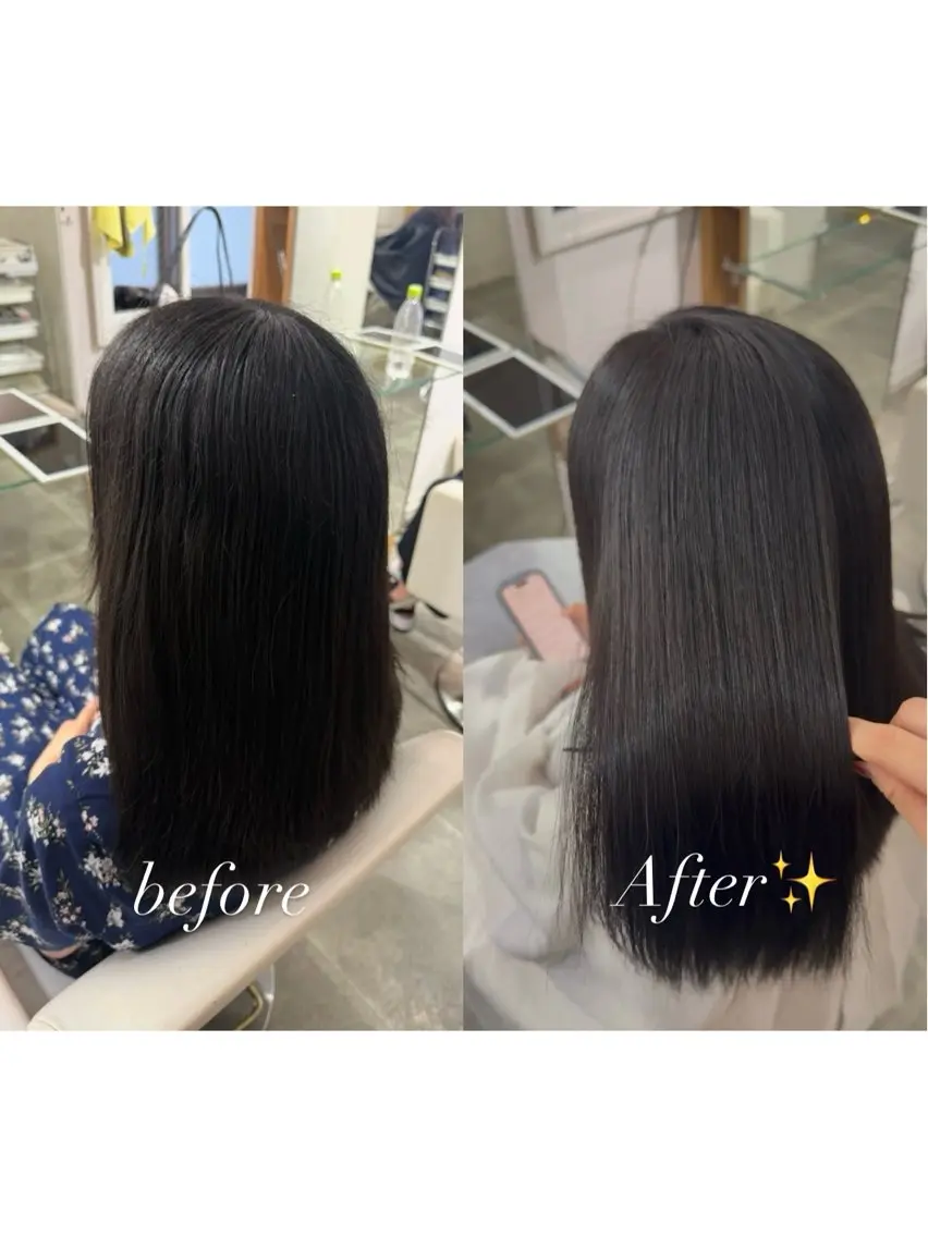 セミロング 髪質改善 縮毛矯正 縮毛矯正 原宿♡縮毛矯正♡透明 感カラー【MAYU】のヘアスタイル