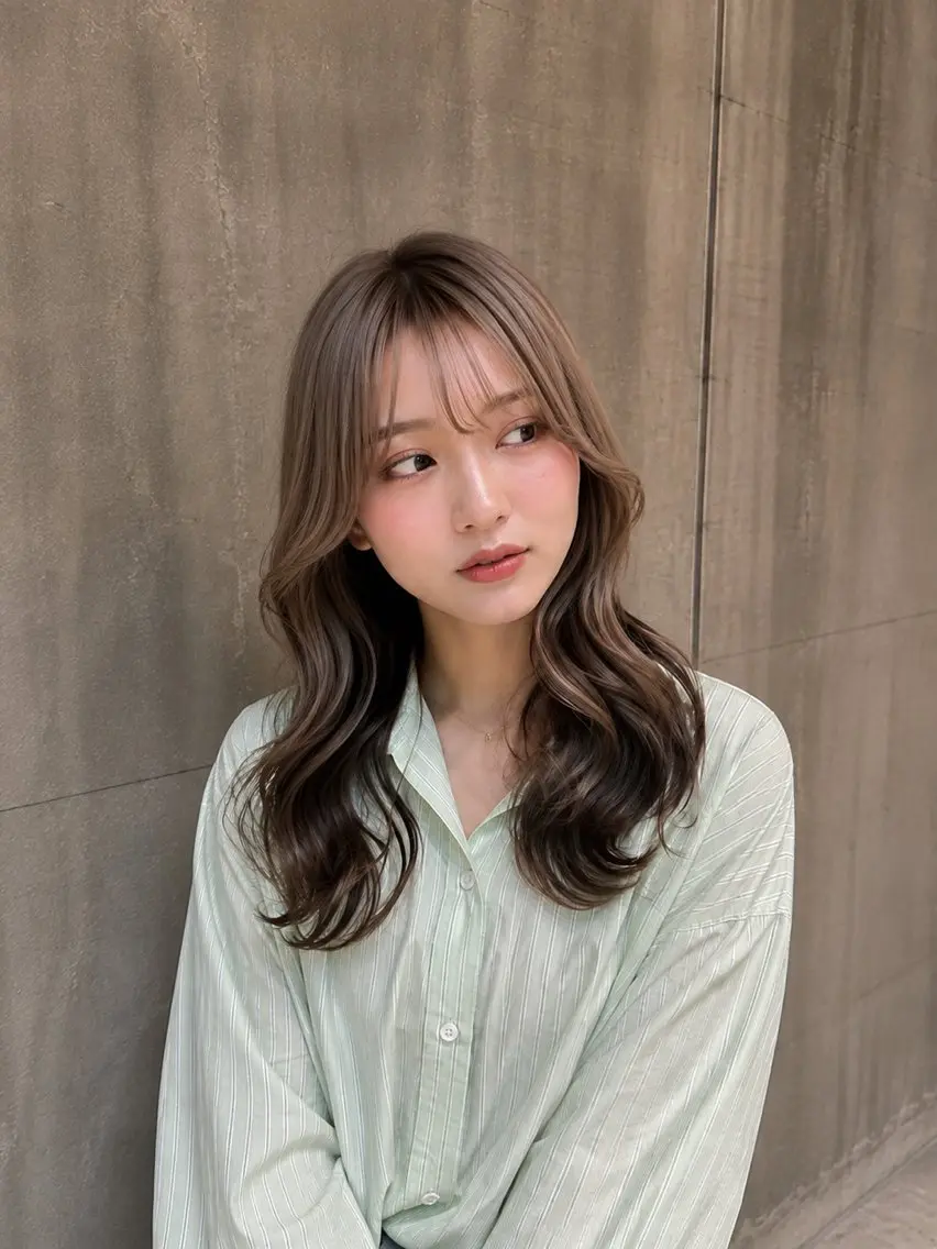 ロング カラー カット ヘアカラー トリートメント 銀座／柔らかベージュ 似合せカット／ハルトのヘアスタイル