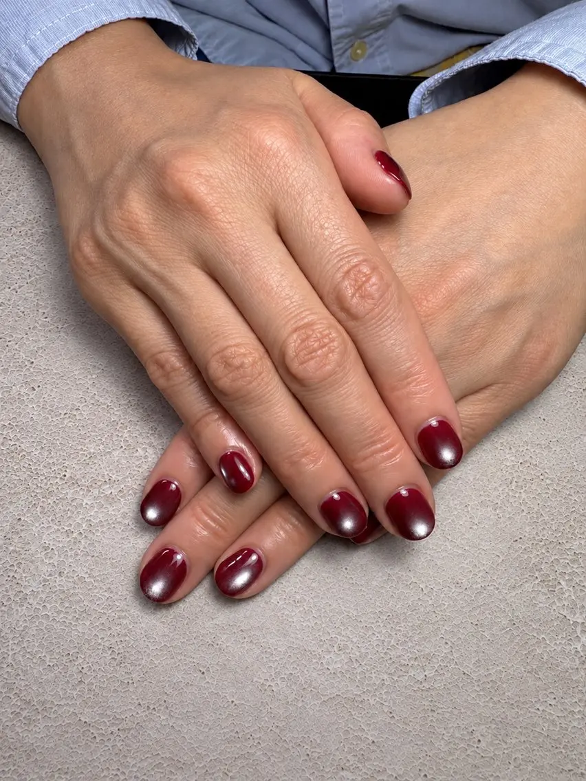 ネイル ブルー ボルドー シルバー ハンドネイル natts nail 夏希のネイルデザイン