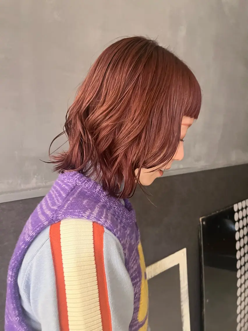 ミディアム カラー カット ヘアカラー トリートメント 田中 里奈のヘアスタイル