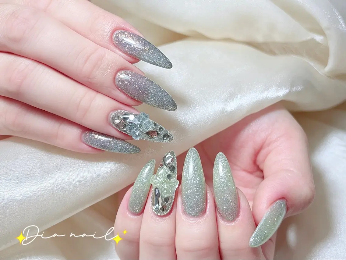 ネイル フットネイル 韓国ネイル レース マグネットネイル ニュアンスネイル ハンドネイル Dia nail サロンのネイルデザイン