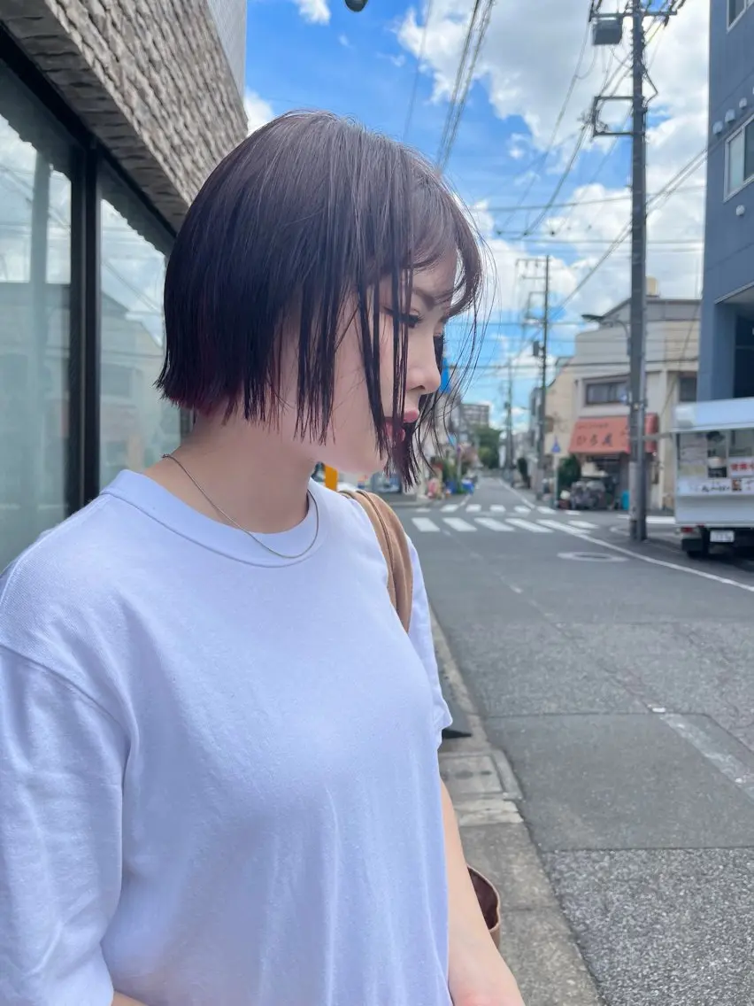 ミディアム カラー 『ショート、ボブ』 中川 遼のヘアスタイル