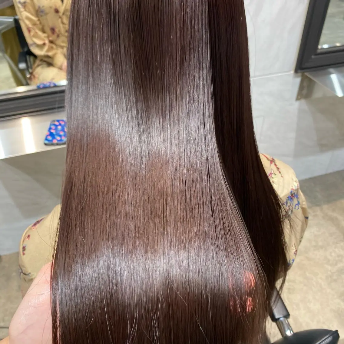 ロング カラー パーマ ピンクカラー 縮毛矯正 増子 祐太朗のヘアスタイル