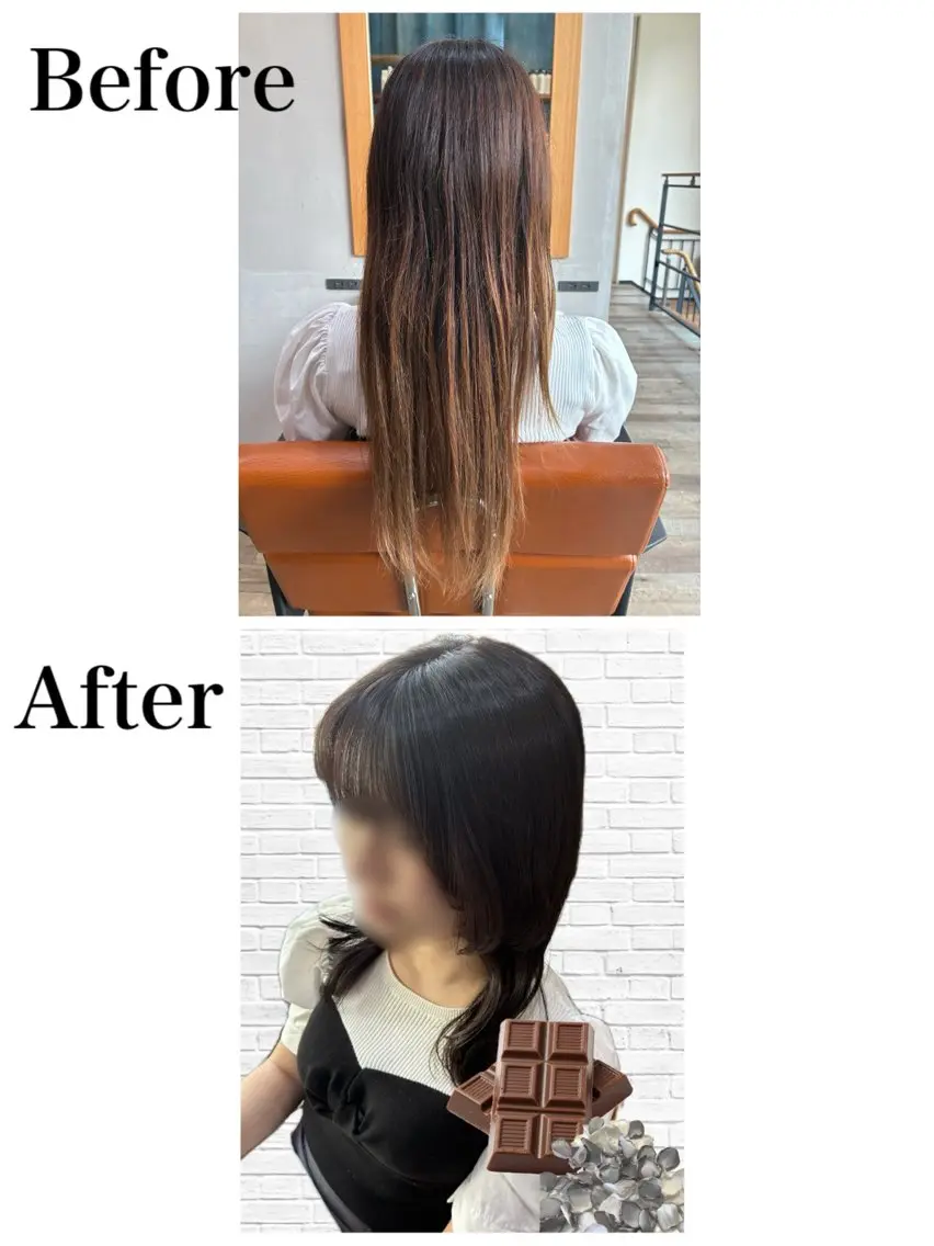 ミディアム カラー ショコラグレージュ グレージュ カット ヘアカラー お褒めの口コミ多数✨ 美髪カラー/浦本冴絵のヘアスタイル
