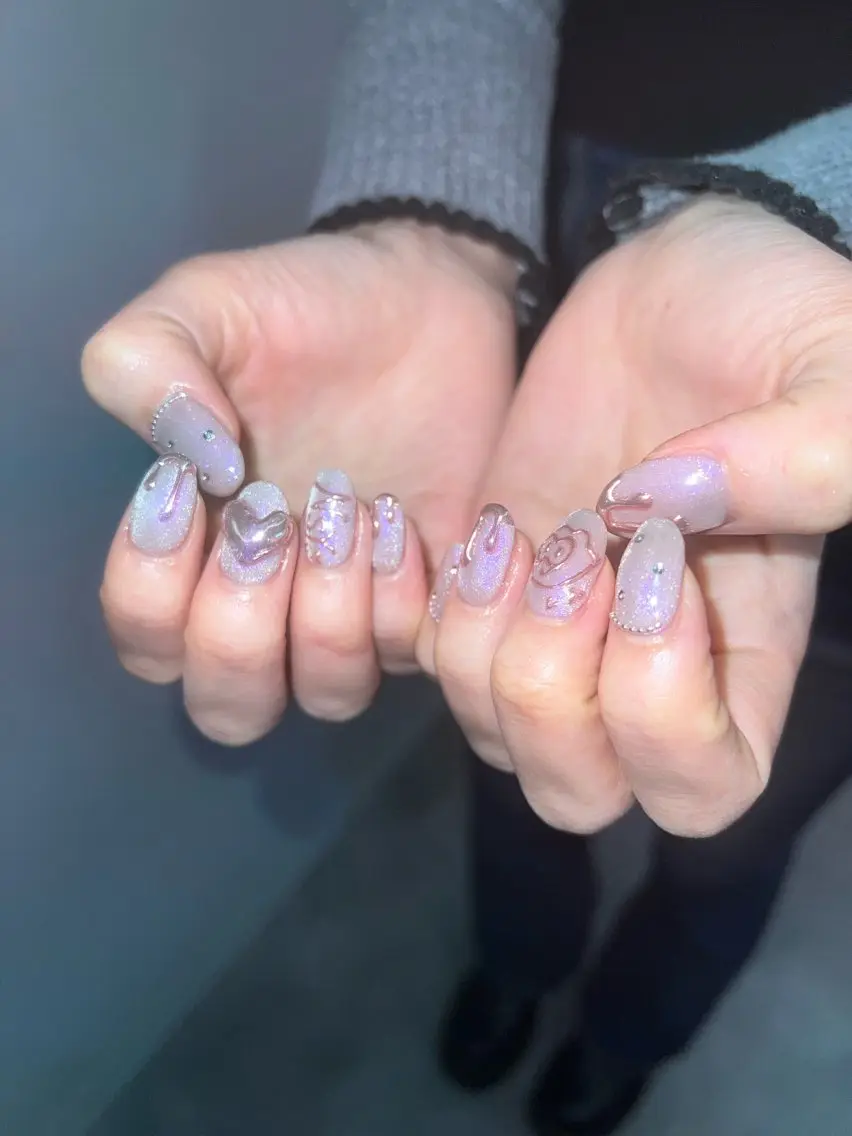 ネイル ジェルネイル ハート マグネットネイル ニュアンスネイル パラジェル ハンドネイル ハンドケア Bana_ Nailのネイルデザイン