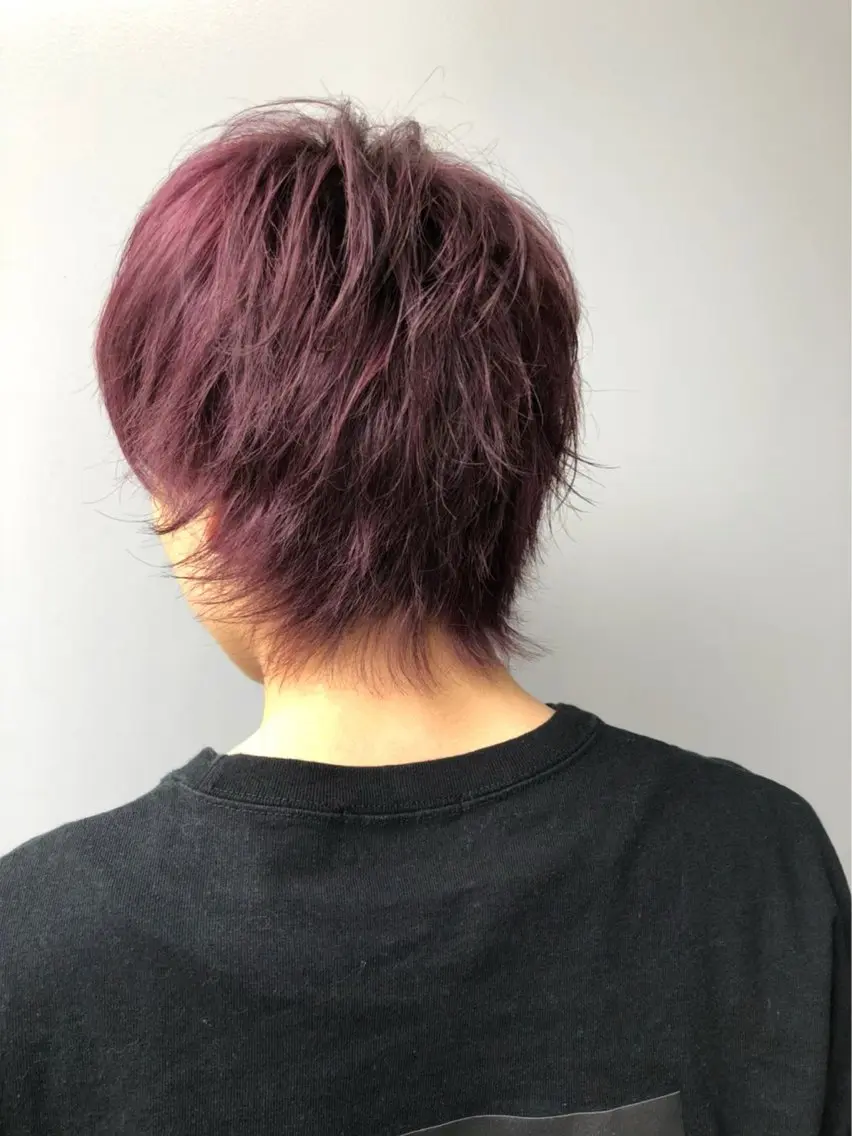 カラー メンズ ピンクカラー レッドカラー バイオレットカラー SHOEI／艶カラー /レイヤーカットのヘアスタイル