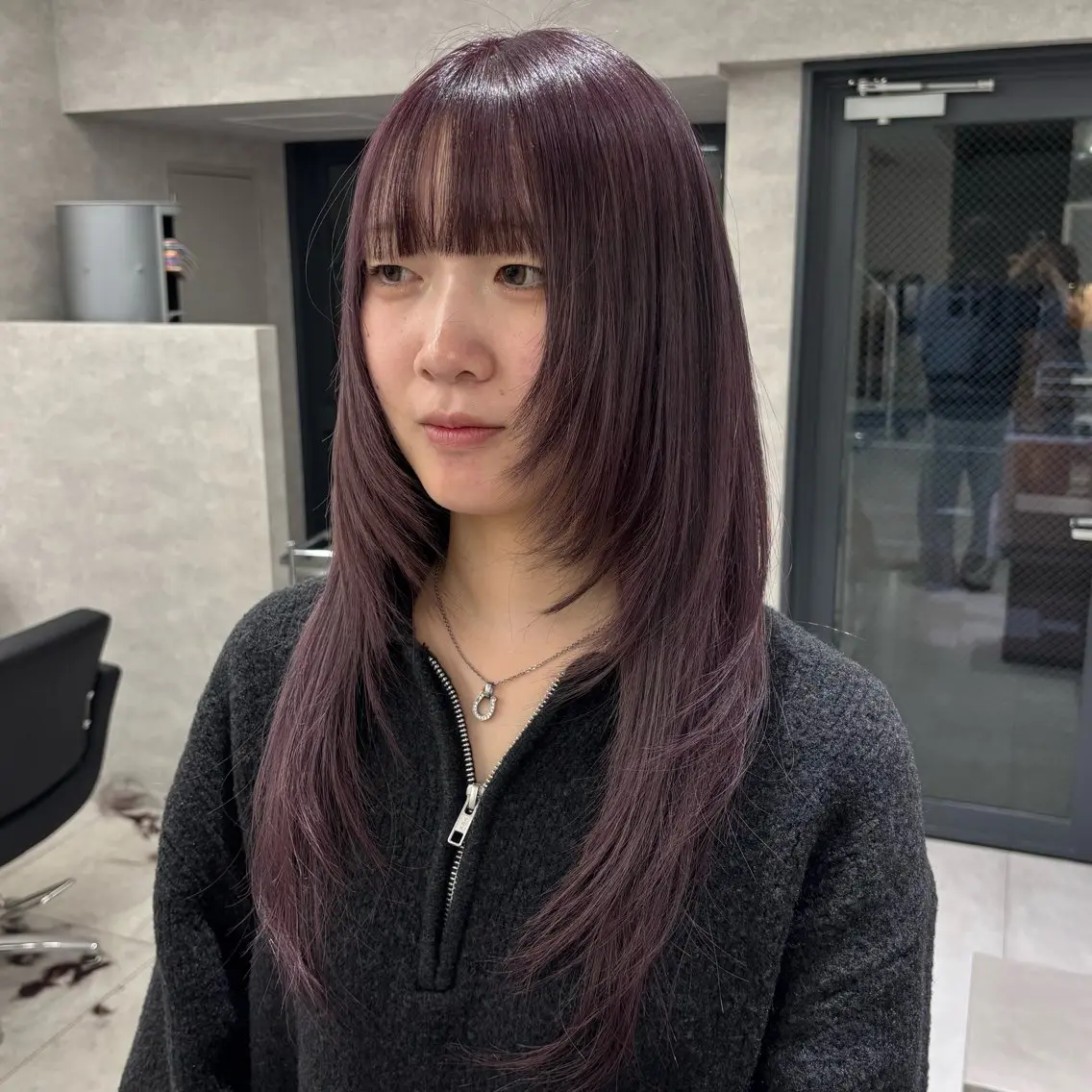 ロング カラー ブリーチ 透明感カラー ラベンダーカラー レイヤーカット ヘアカラー トリートメント 望 吹のヘアスタイル