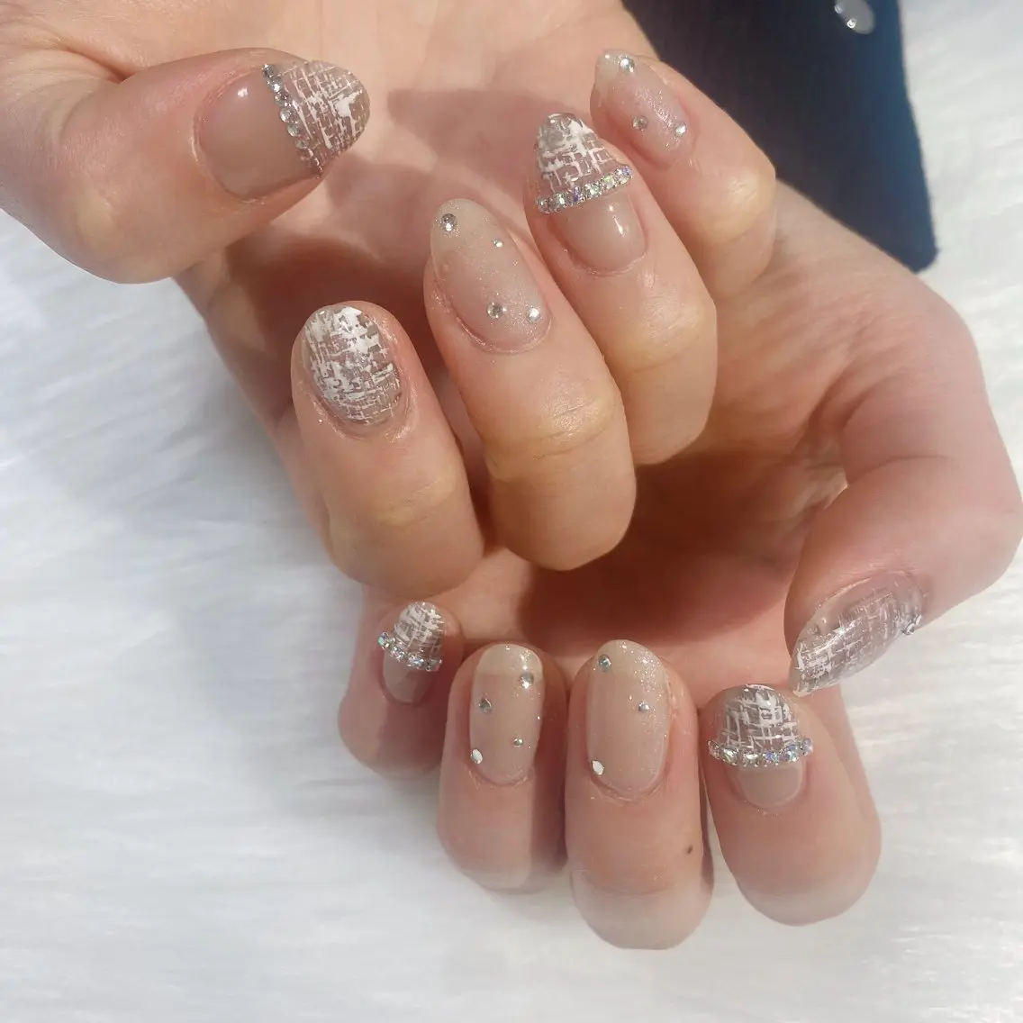 ネイル 持ち込み ツイードネイル 冬ネイル LittleMimi Nails安土のネイルデザイン