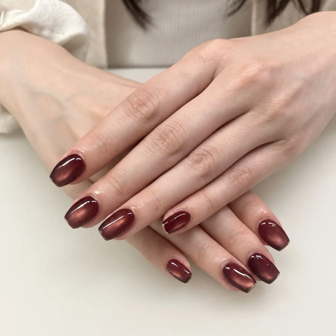 ネイル ボルドー マグネットネイル nail salon marcheのネイルデザイン