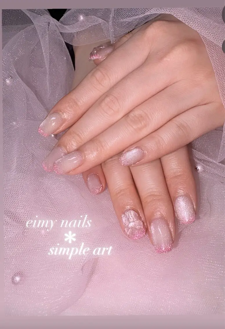 ネイル クリアネイル フレンチネイル ラメ(グリッター) マグネットネイル マグネットワンカラー ハンドネイル eimy nails♡のネイルデザイン