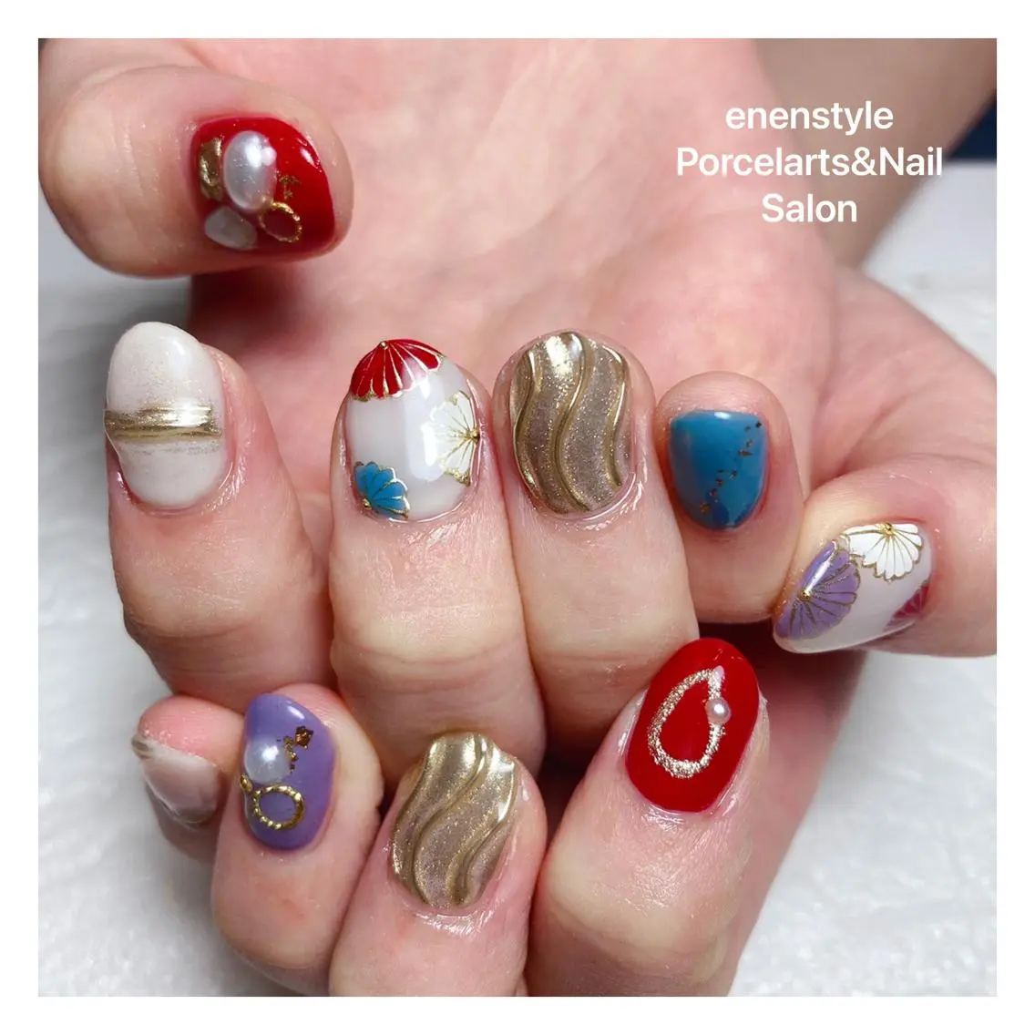ショート ネイル ハンドネイル 🐾enen style 🐾のネイルデザイン