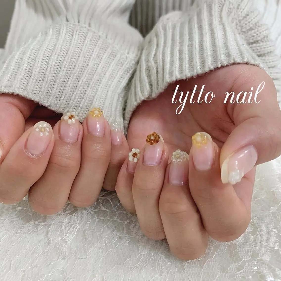 ネイル クリアネイル フラワーネイル 韓国ネイル ハンドネイル tytto nail ❤︎‪‪eri‪‪のネイルデザイン