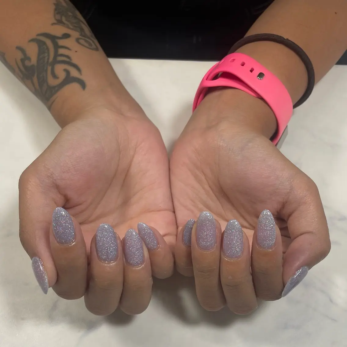 ネイル ブルー ラメ(グリッター) 心愛 Knailのネイルデザイン