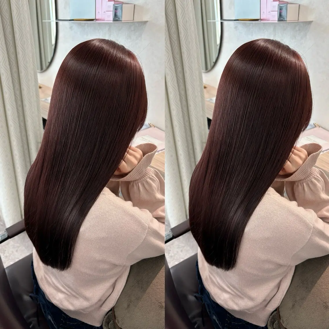 ロング カラー ブラウンカラー ピンクカラー ピンクブラウン カット ヘアカラー トリートメント 髪質改善🫧ベージュ 椙山 響のヘアスタイル
