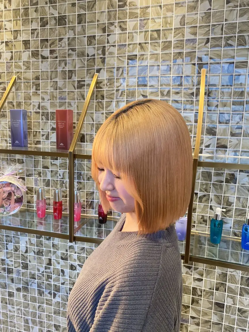 ミディアム 切りっぱなしボブ ボブ 森 千風優のヘアスタイル