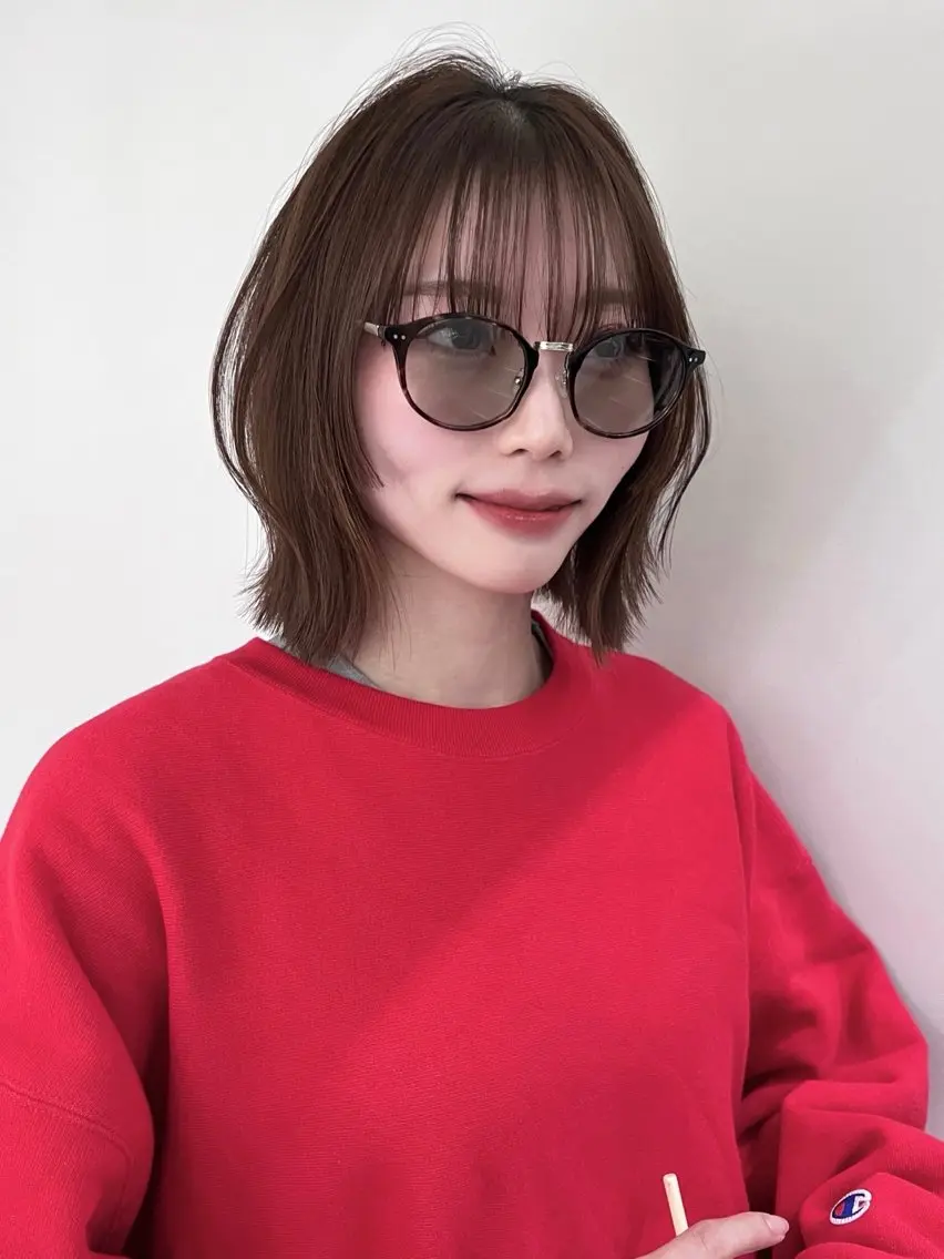ショート カラー ベージュカラー ブリーチ 透明感カラー ブリーチなしカラー ボブ ボブ/レイヤーカット /表参道 yunaのヘアスタイル