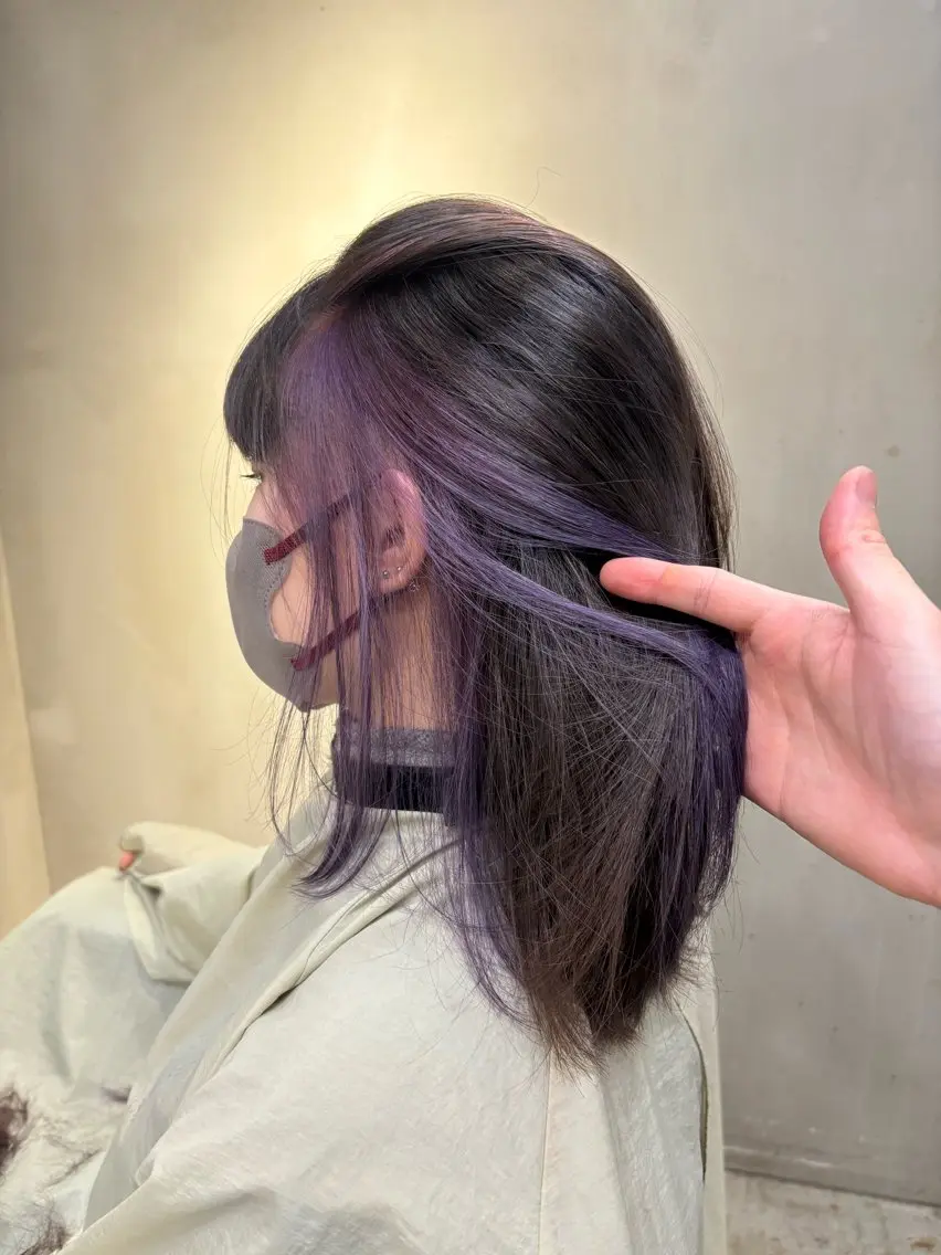 ミディアム カラー パープルカラー 縮毛矯正 ヘアカラー 中園康 /カラー/ブリーチのヘアスタイル