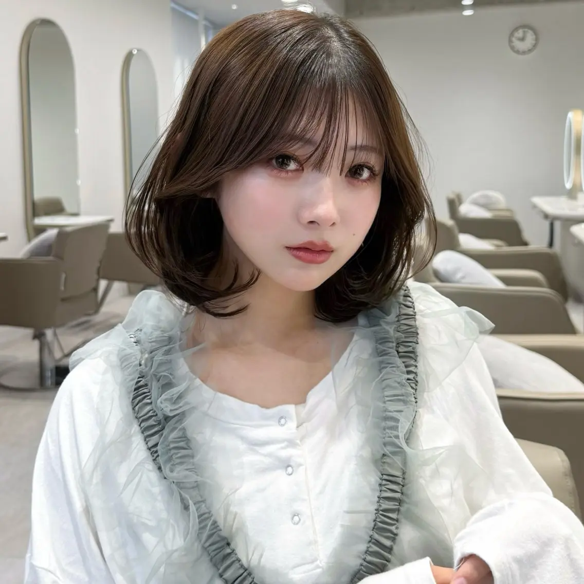 ミディアム タンバルモリ 🇰🇷韓国ボブ/ 縮毛矯正🇰🇷愛誠のヘアスタイル