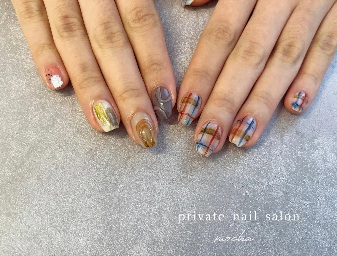 ネイル アートネイル カジュアル チークネイル フレンチネイル ジェルネイル ハンドネイル mocha nailのネイルデザイン