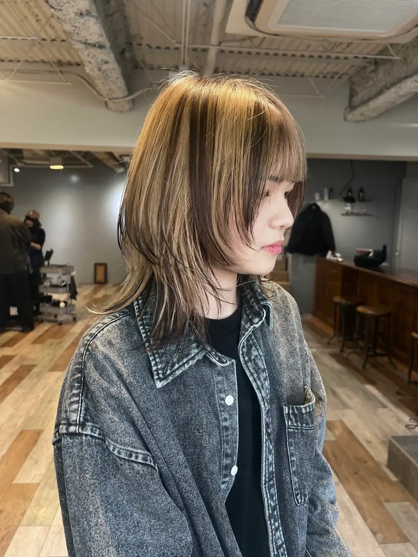 ミディアム ウルフカット ヘアカラー トリートメント 🌈デザインヘア職人 Kaede🌈のヘアスタイル