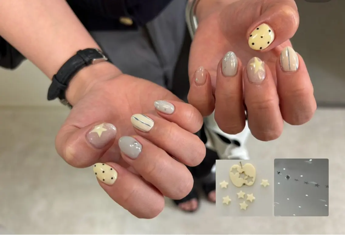 ネイル ハンドネイル Mai :矢場町 ニュアンス🌿アートのネイルデザイン