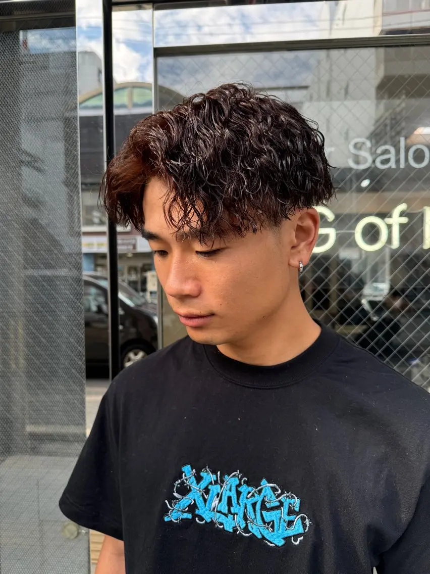 パーマ メンズ カット パーマ 京都駅/メンズサロン 山田司のヘアスタイル