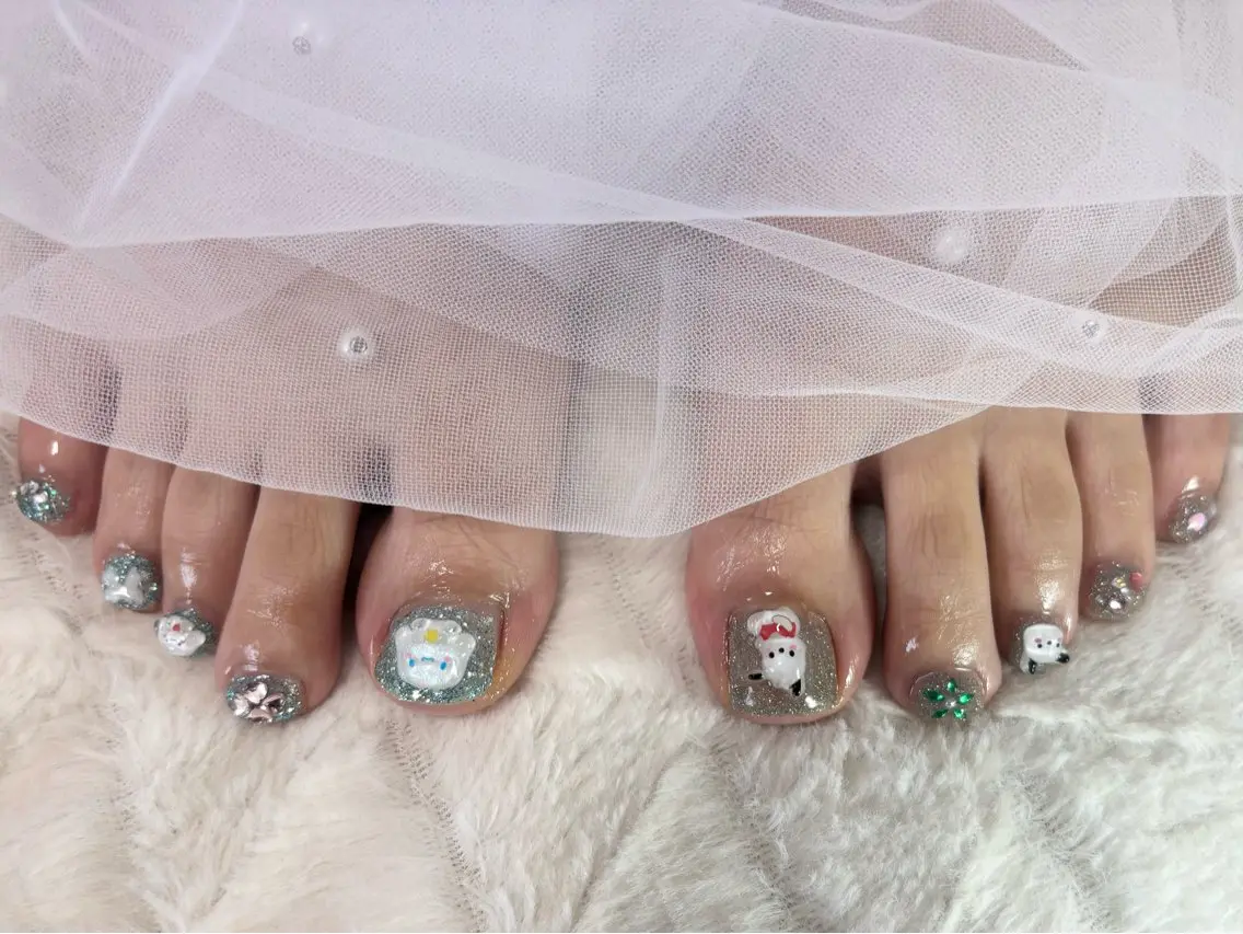 ネイル フラッシュネイル ラメ(グリッター) フットネイル nail salon はるりのネイルデザイン