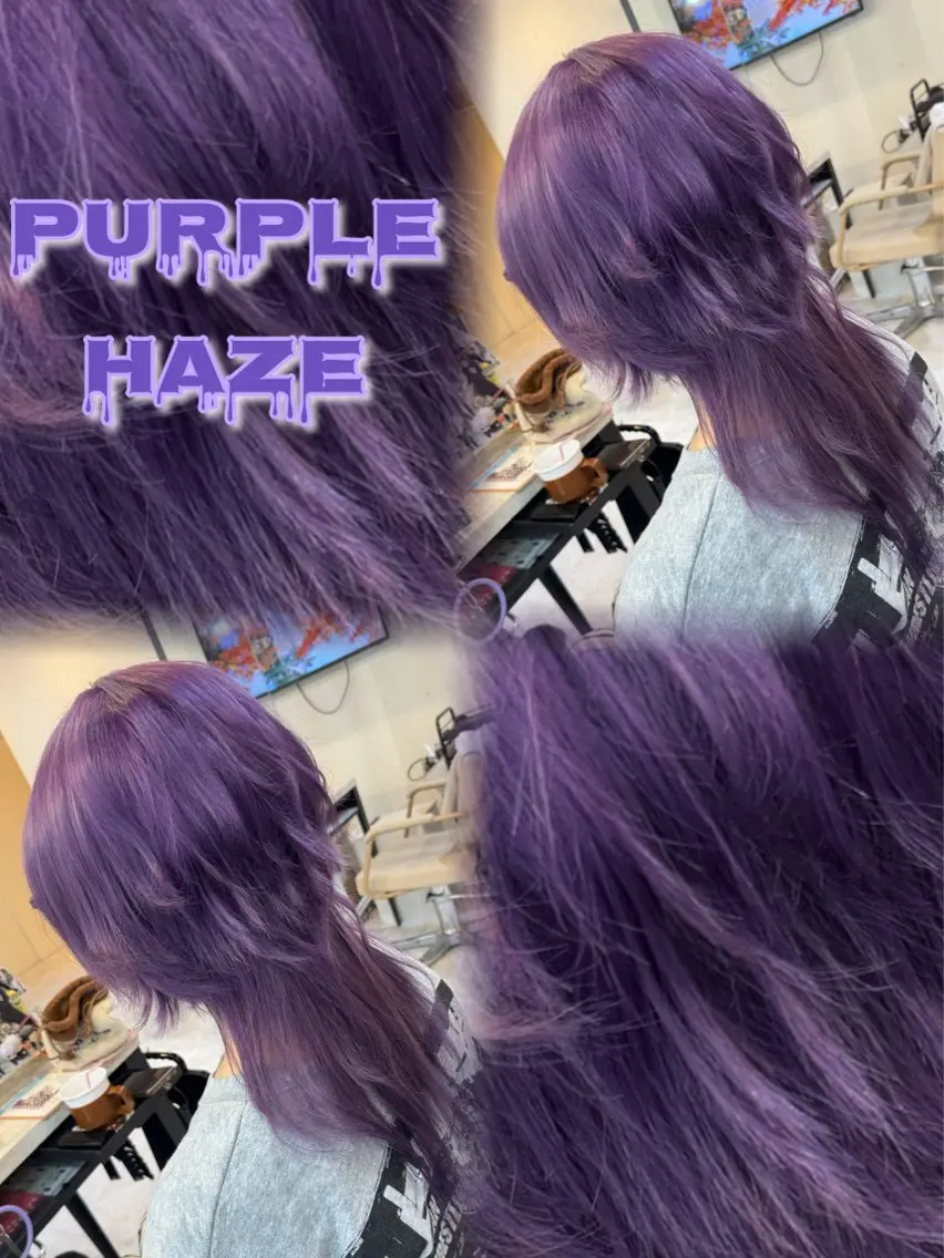 ミディアム カラー パープルカラー ウルフカット カット ヘアカラー 派手髪/ハイトーン/ エクステ✨ユウキのヘアスタイル