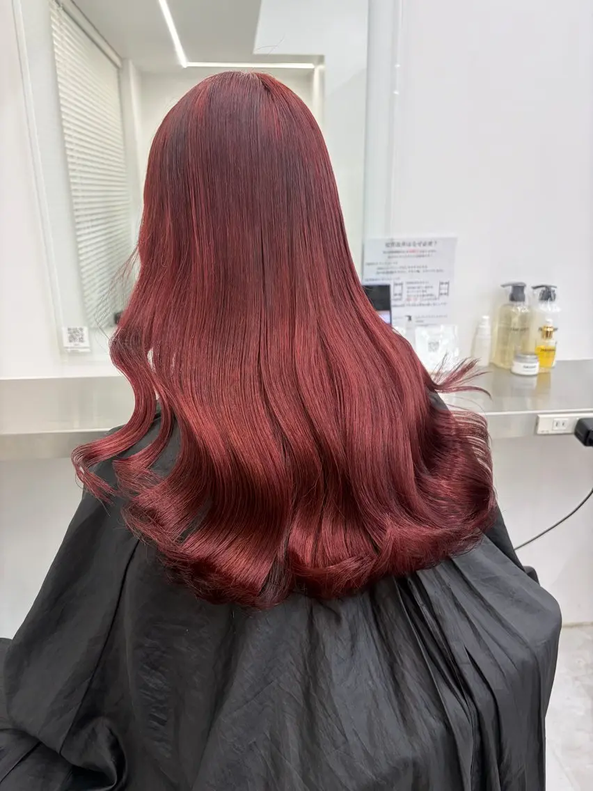 ロング ヘアカラー トリートメント ヘッドスパ ヘアセット 🍒韓国暖色ヘア NO.1🍒🪽のヘアスタイル