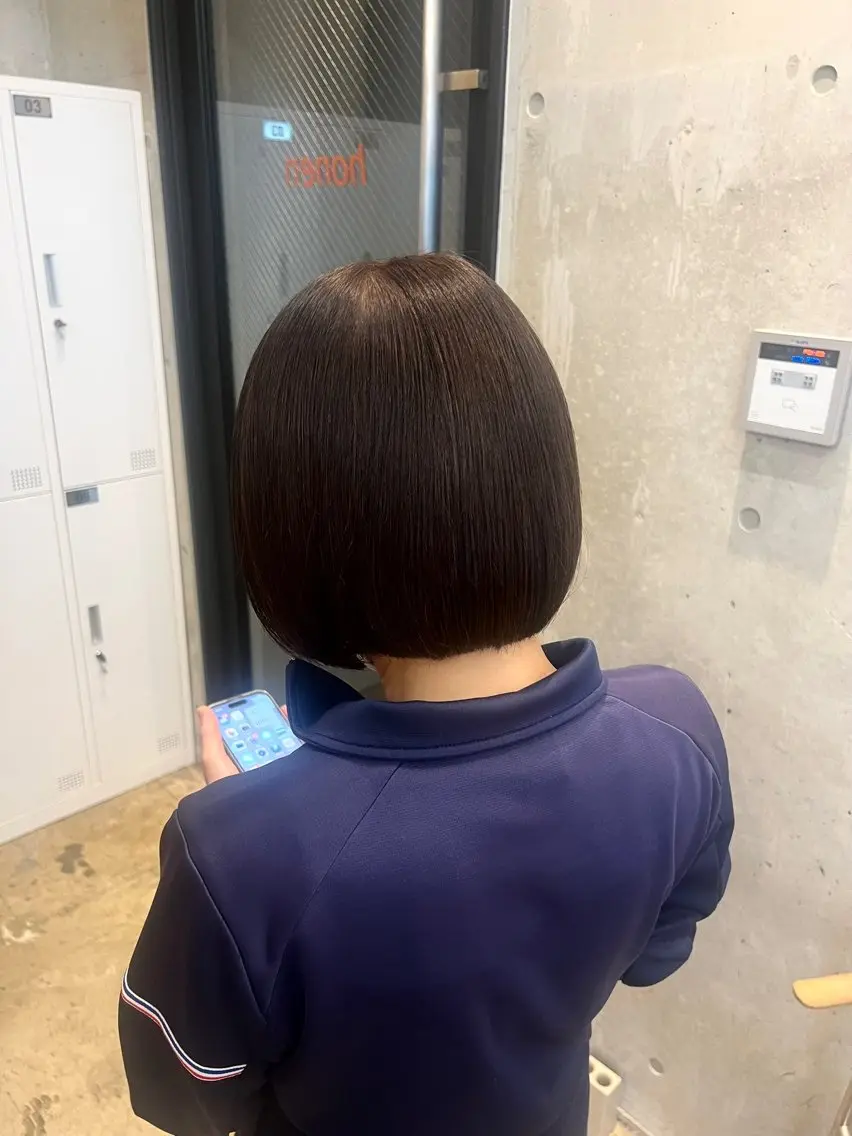 ミディアム ボブ カット ヘアカラー トリートメント honen RUKAのヘアスタイル