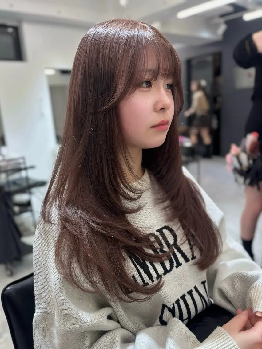 ロング カラー ブリーチ ブラウンカラー 透明感カラー ブリーチなしカラー 韓国風ヘア カット ヘアカラー 🩶大人韓国ヘア 渋谷/Satsukiのヘアスタイル