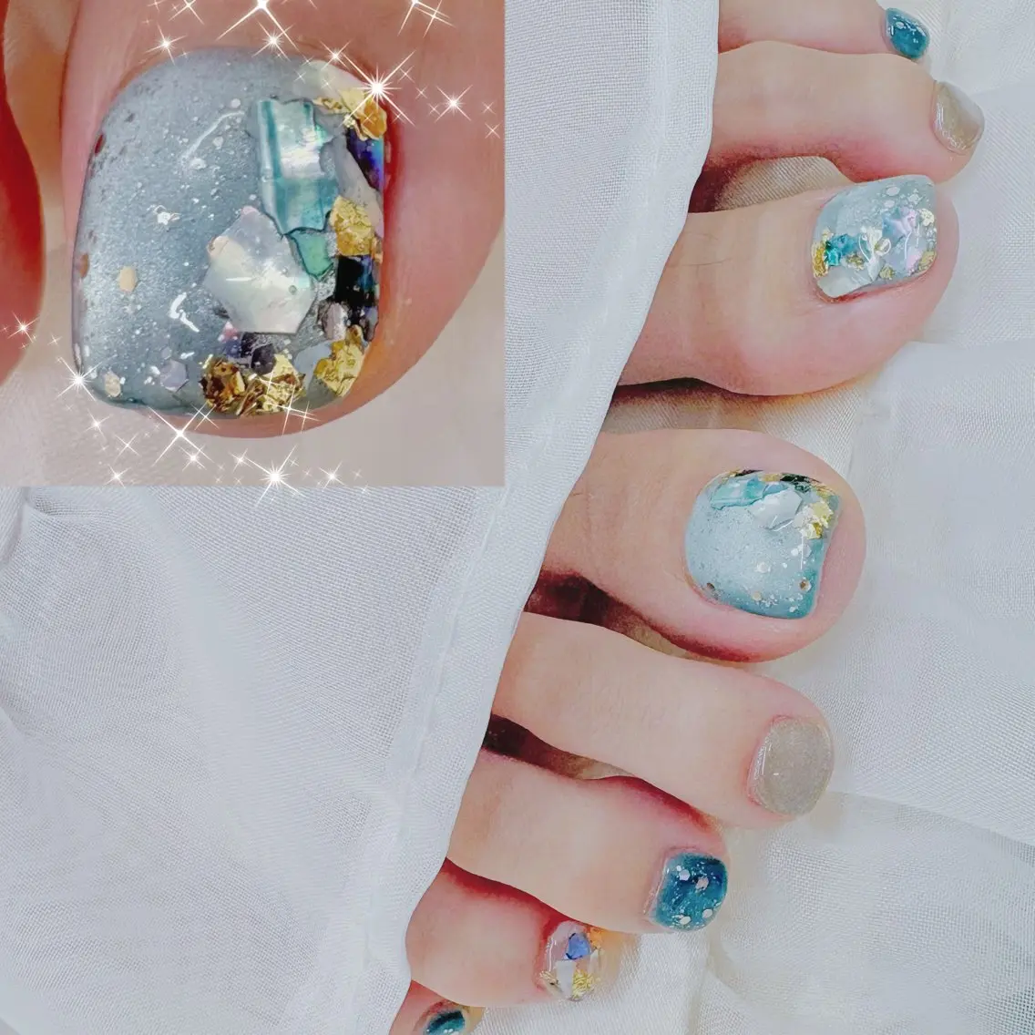 ネイル フットネイル 持ち込み 夏ネイル Ayu ꕤ︎︎。°⋆のネイルデザイン