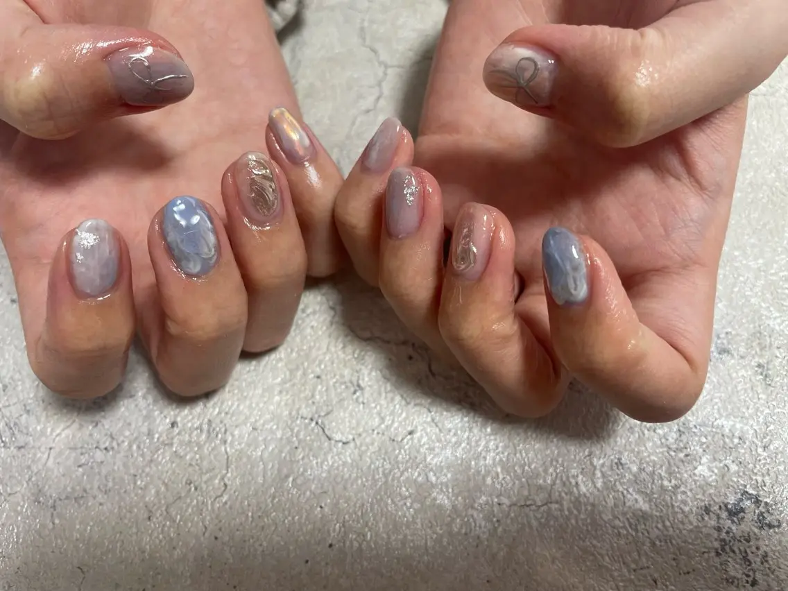 ネイル ジェルネイル メンズネイル パラジェル 春ネイル ワンホンネイル kiki nail たまプラーザのネイルデザイン