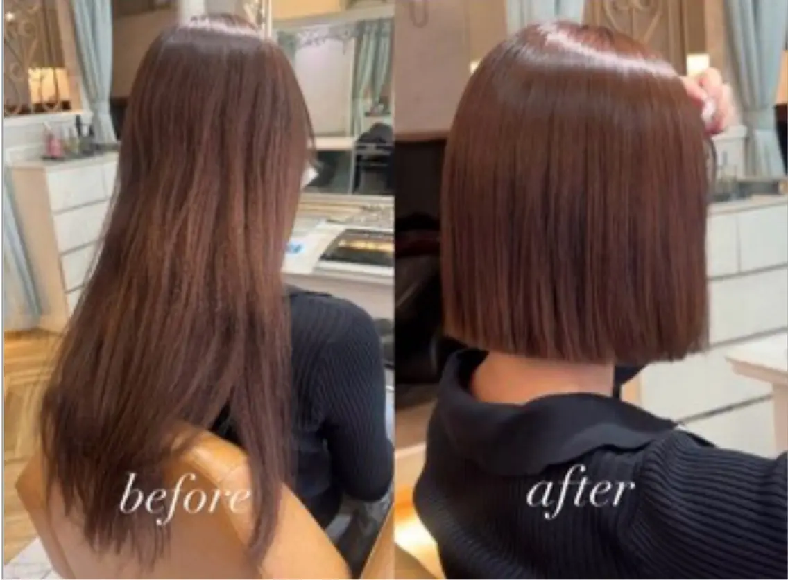 【5月限定クーポン‼️】地毛風うるつや縮毛矯正✨️&似合わせカット&透明感カラー&1step treatment🫧の写真