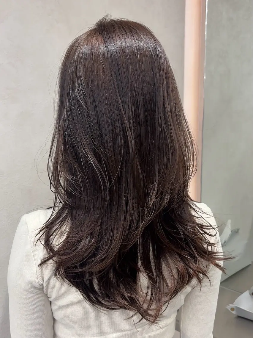 セミロング カット ヘアカラー トリートメント MOMOHA/ 🍑レイヤーカットのヘアスタイル