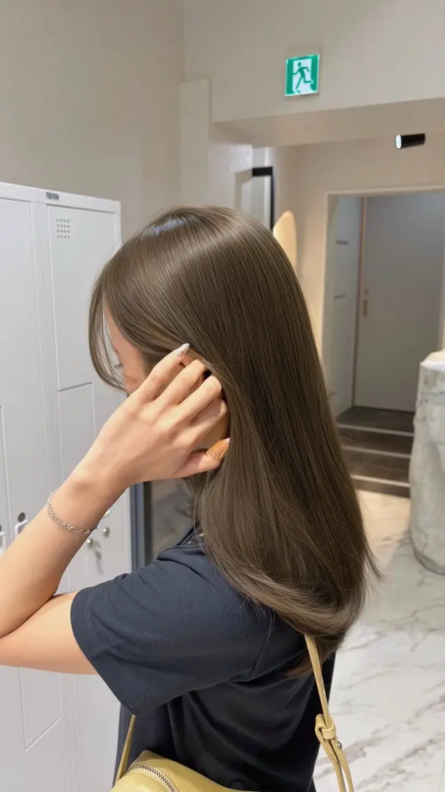 ミディアム カラー パーマ ベージュカラー ブリーチ 透明感カラー ダブルカラー グレージュ カット ヘアカラー トリートメント TOMO/ブリーチ 無しオリーブのヘアスタイル