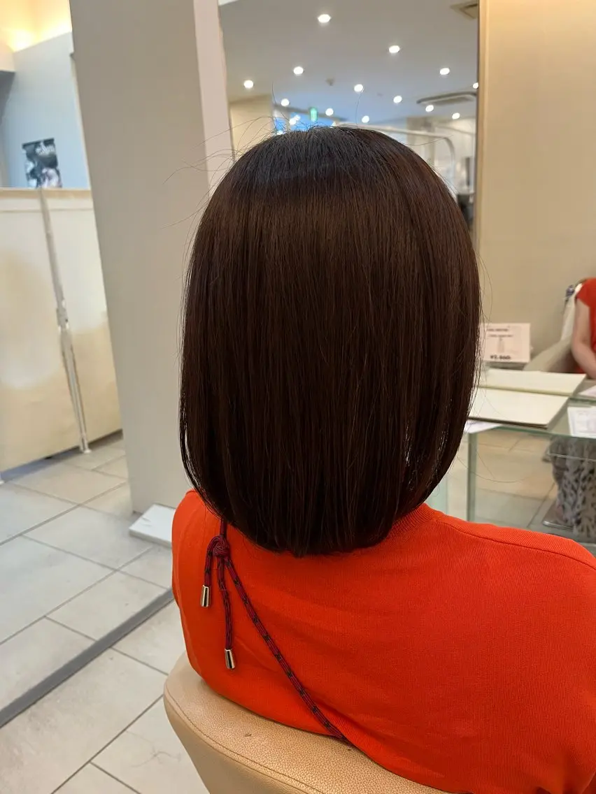 ミディアム カラー トリートメント 似合わせカット暖色 カラーhiyonaのヘアスタイル