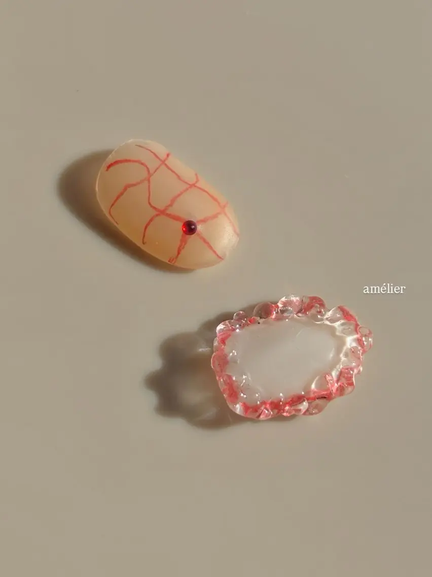 ネイル 赤色 ハンドネイル amélier ꕁアメリエꕁのネイルデザイン