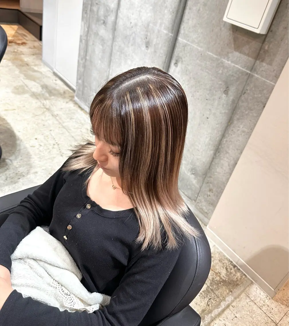 ミディアム カラー ヘアカラー トリートメント ✨ブリーチカラー/ 似合わせカット/高山のヘアスタイル