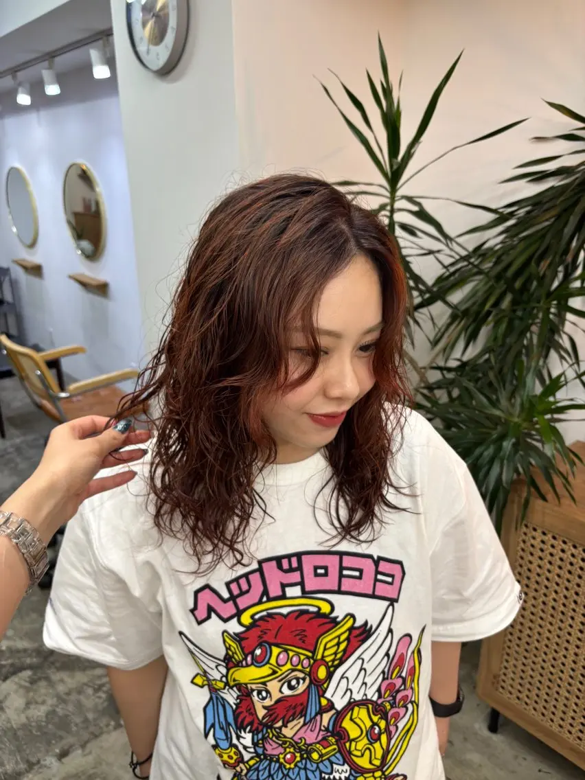 ロング カラー パーマ ヘアカラー ナナ/大阪心斎橋/ レイヤーカットのヘアスタイル