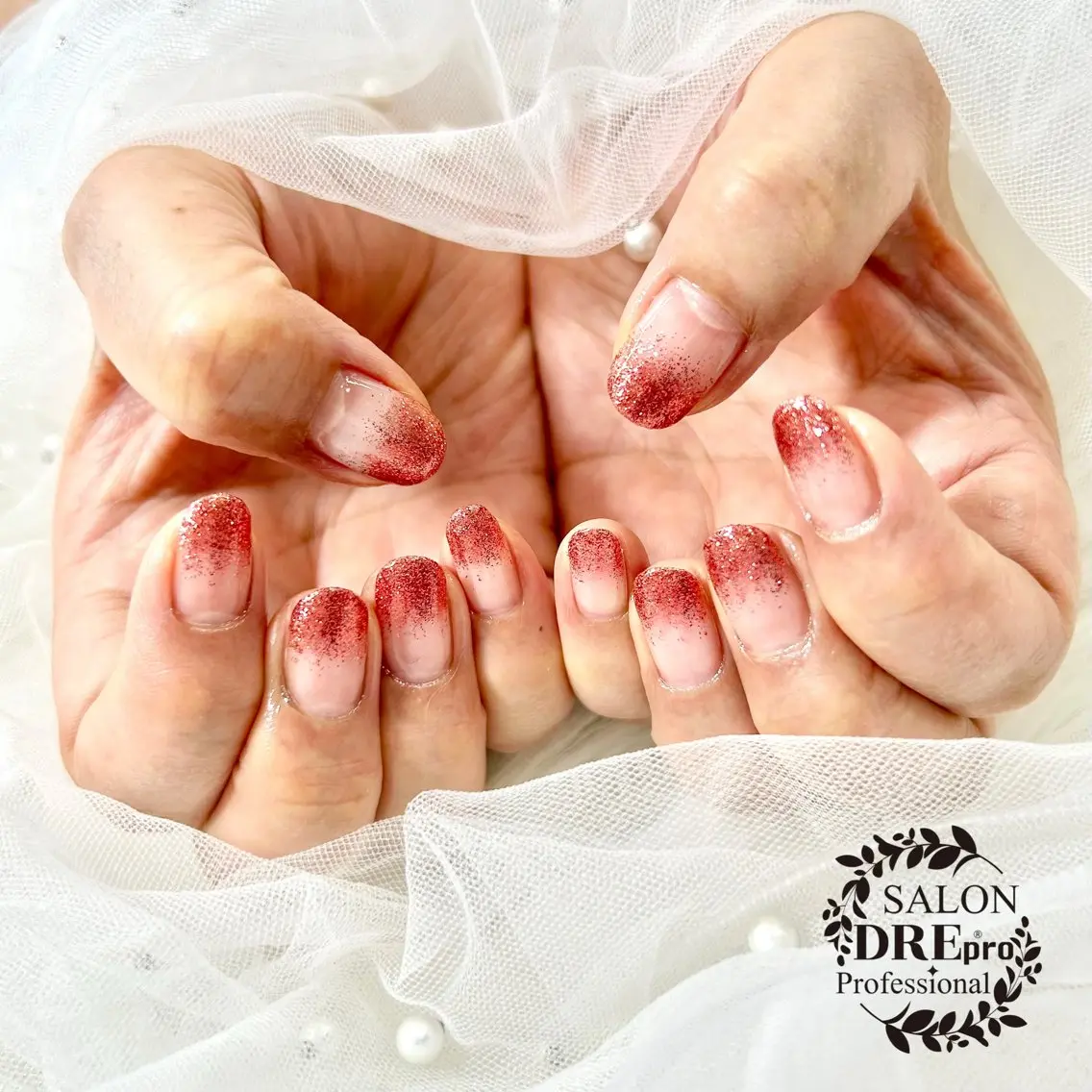 ネイル ラメ(グリッター) 赤色 salonDRE MIKAのネイルデザイン