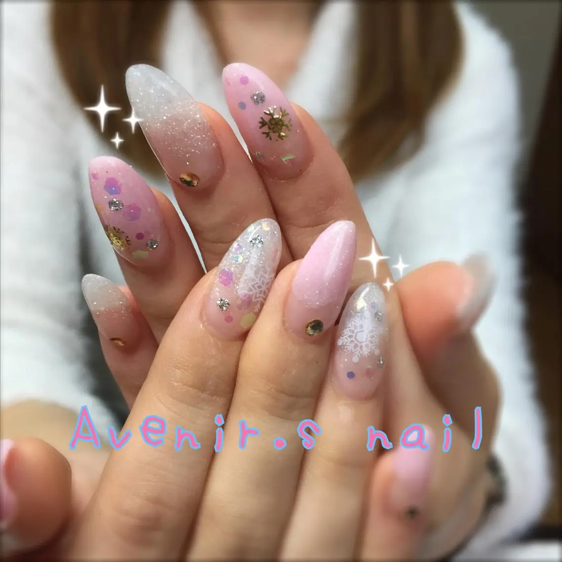 ネイル ラメ(グリッター) ラメグラデーション スカルプネイル Home Salon Avenir.のネイルデザイン