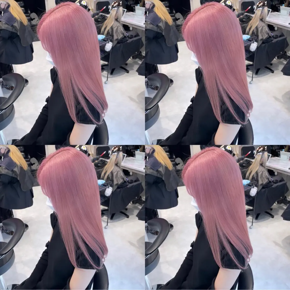 ロング アッシュ アッシュグレー アッシュグレージュ ミストバング ピンクブラウン 💞ハイトーン/ヘア アレンジ💞 くるみのヘアスタイル