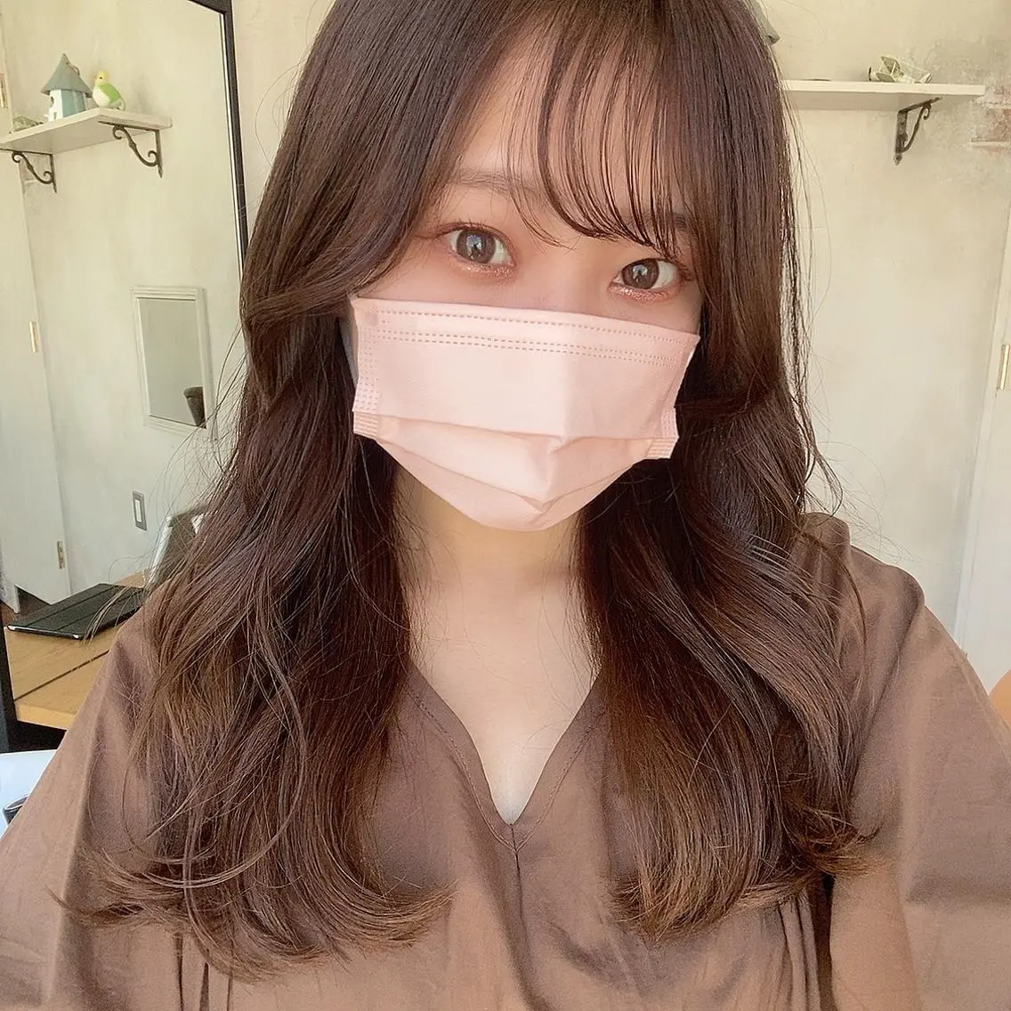 セミロング カラー ベージュカラー ブラウンカラー 顔周り/くびれヘア 韓国ヘア💕風間るなのヘアスタイル