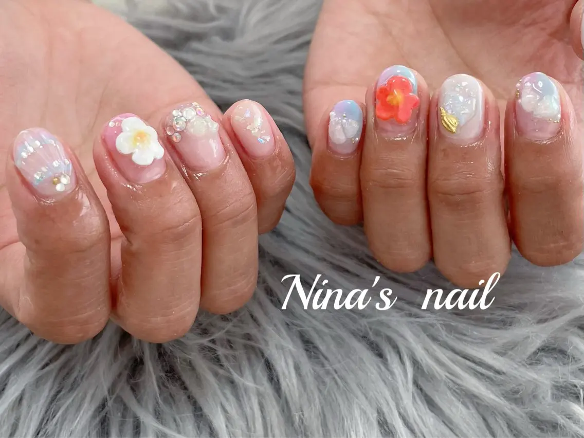 ネイル フラワーネイル ハンドネイル Nina's nailのネイルデザイン