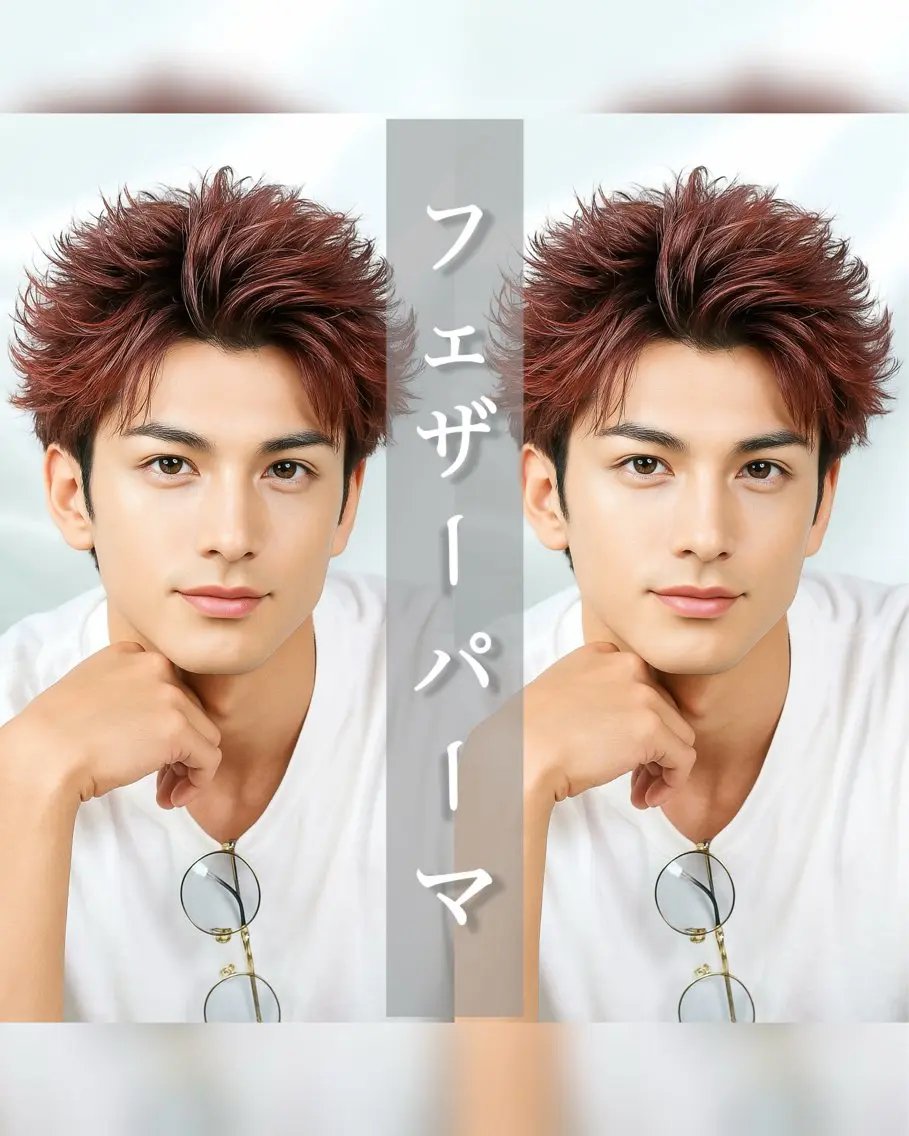 カラー パーマ メンズ フェザーパーマ メンズパーマ 山内 優成のヘアスタイル