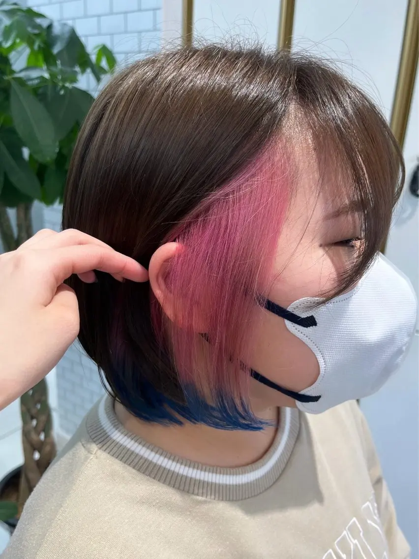 カラー ブリーチ デザインカラー イヤリングカラー ピンクカラー カット ヘアカラー トリートメント ミユウ🌼ブリーチ / ダブルカラーのヘアスタイル