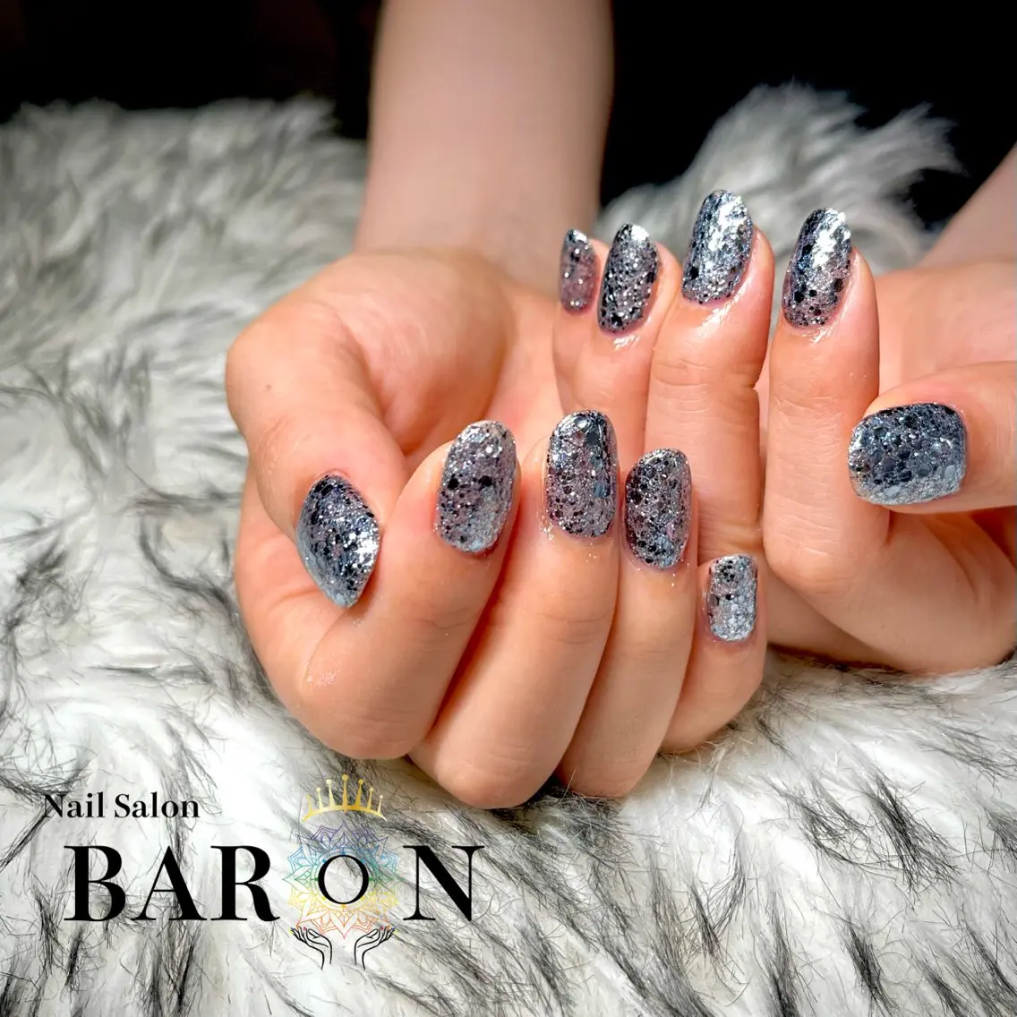 ネイル ブルー ラメ(グリッター) ハンドネイル ☆SAKI☆ BARON 店長のネイルデザイン