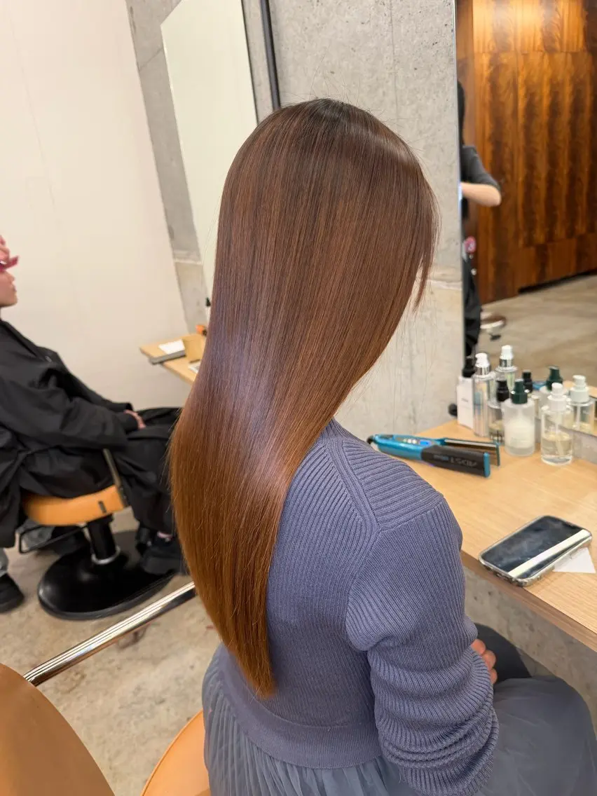 ロング 髪質改善 レイヤーカット 縮毛矯正 トリートメント カット 縮毛矯正 トリートメント 縮毛矯正×髪質改善× 艶髪カラー 吉原和磨のヘアスタイル